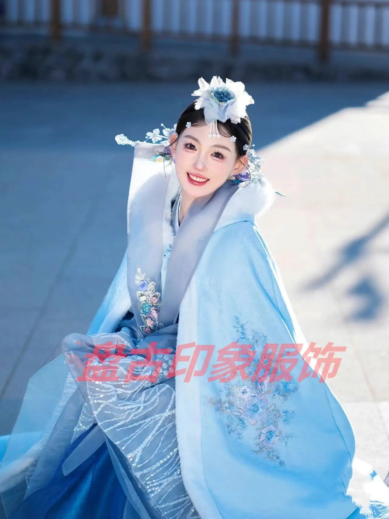 Winter Korean Traditional Costume Korean Ethnic Palace Princess Dress Women's Clothing Yanji Travel Photo Blue Hanbok