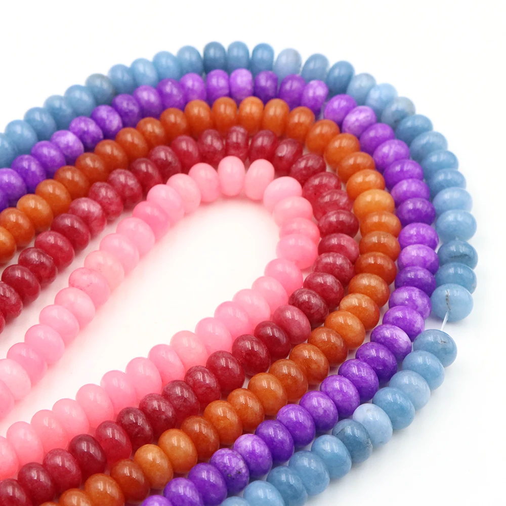 6x10mm Naturstein Rondell Abacus lose Perlen, bunte glatte Spacer-Perlen für DIY Schmuckherstellung Armband Halskette Edelsteinzubehör – Detail 1