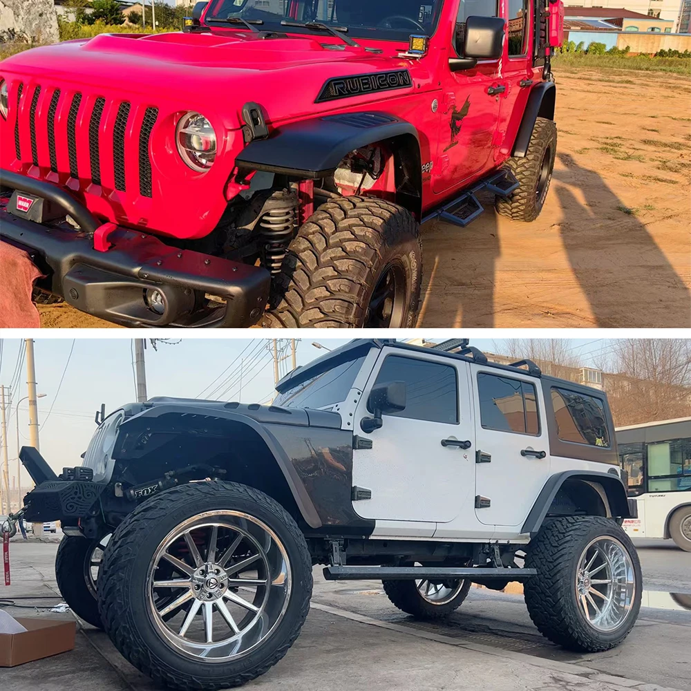 Lantsun JL1286 Fender Flares Front/Rear 4 PCS Aluminum Alloy Wheel Eyebrow for Jeep for Wrangler