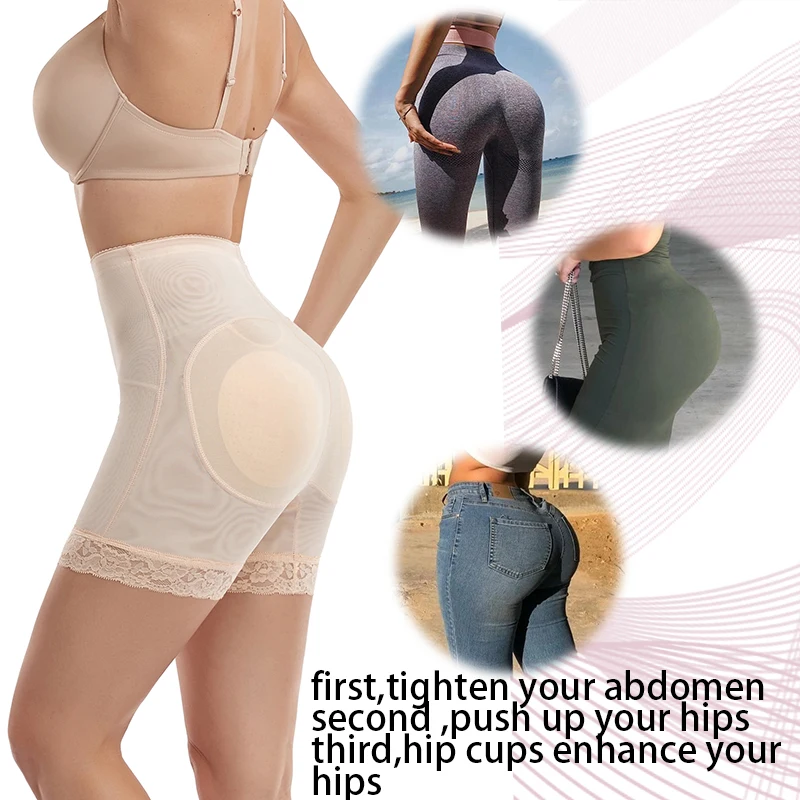 Kobiety Butt Lifter Shapewear bielizna z wypełniaczem Hip Enhancer szorty fałszywe Booty majtki modelujące brzuch wysoki gorset Waist Trainer