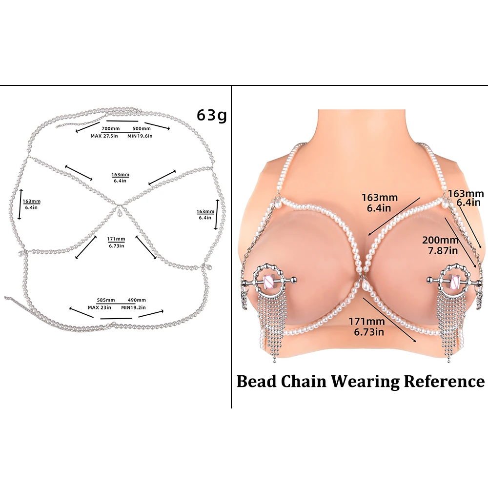 QKKQ morsetto per capezzoli in metallo con perline a catena gioco per adulti giocattoli BDSM morsetti per il seno massaggio toracico femminile stimolatore per il corpo di usura erotica