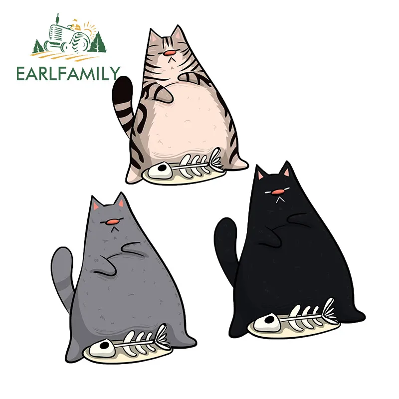 EARLFAMILY 13cm for American Shorthair Cat Car Stickers Fashionable Cute Decals Cartoon Scratch-Proof Bumper Surfboard Decor