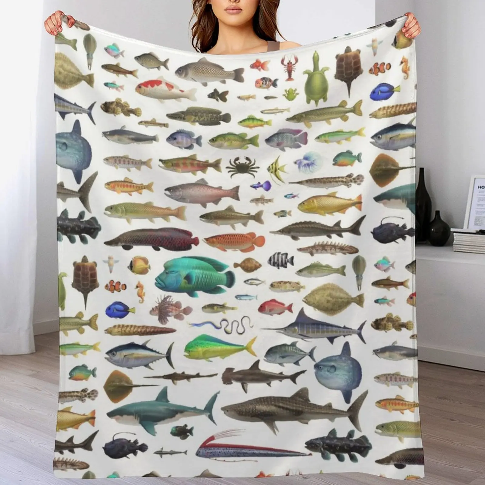 ALL FISH N STUFF Critterpedia Throw Blanket Luxury St Plaid on the sofa Decorative Throw Blankets