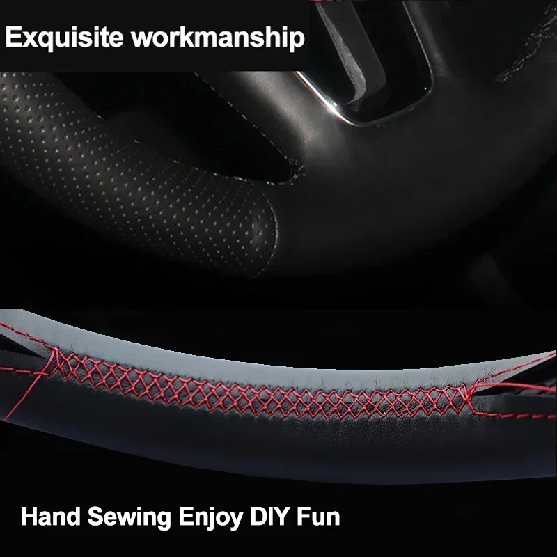 Hand Stitching Car Steering Wheel Cover Wrap for Mitsubishi L200 Outlander PHEV Shogun Sport Pajero Triton 2015-2022