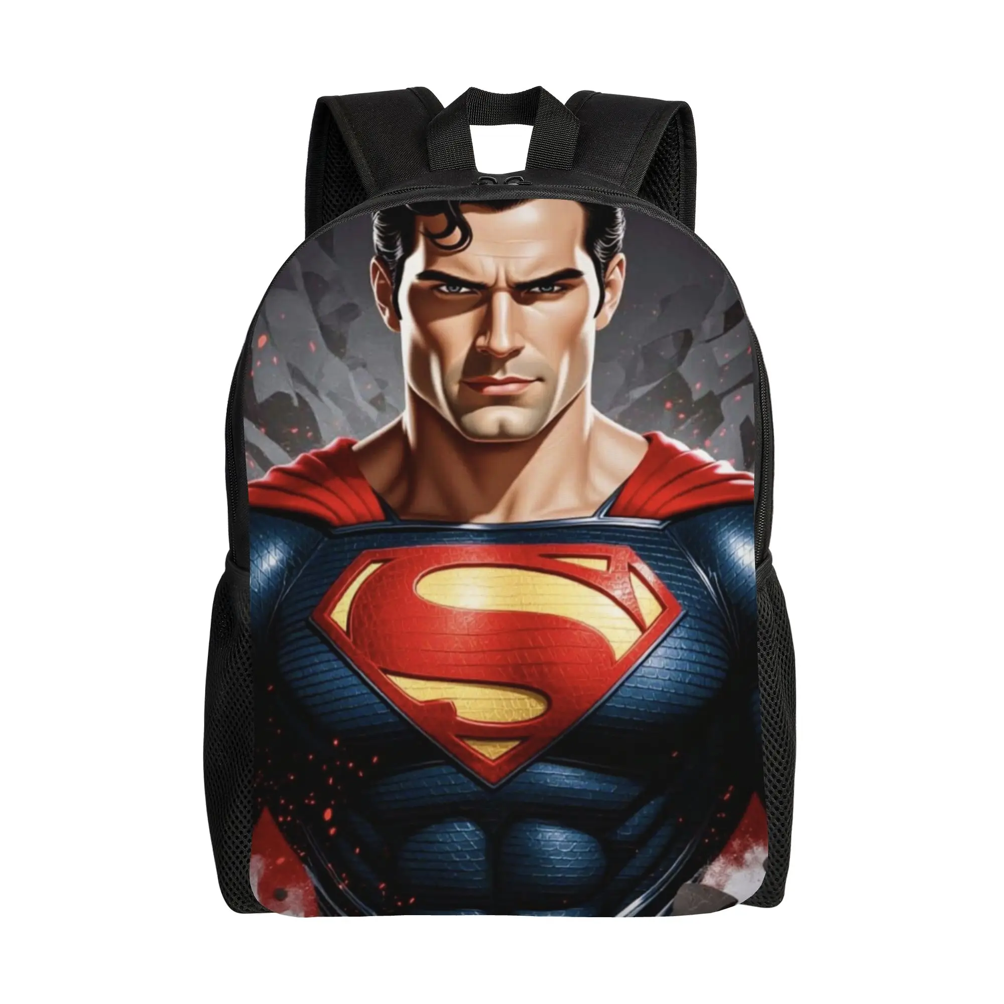 Back to school season Superman Chest Logo Closeup Splash Knapsack  Office Workers Snack Storage Backpack