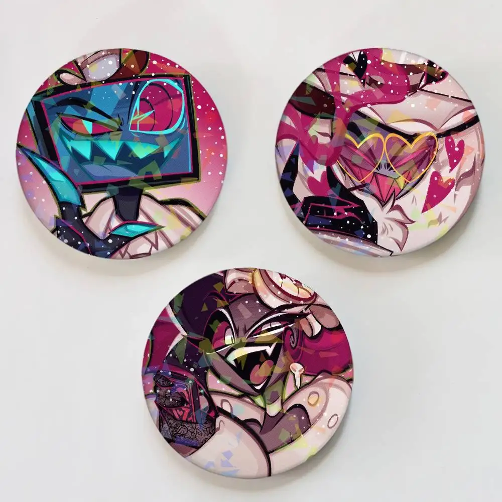Cartoon H-HaZBiN-N H-HoTEL-L Round Badge for Backpack Accessories Laser Lapel Pins Jewelry Gifts