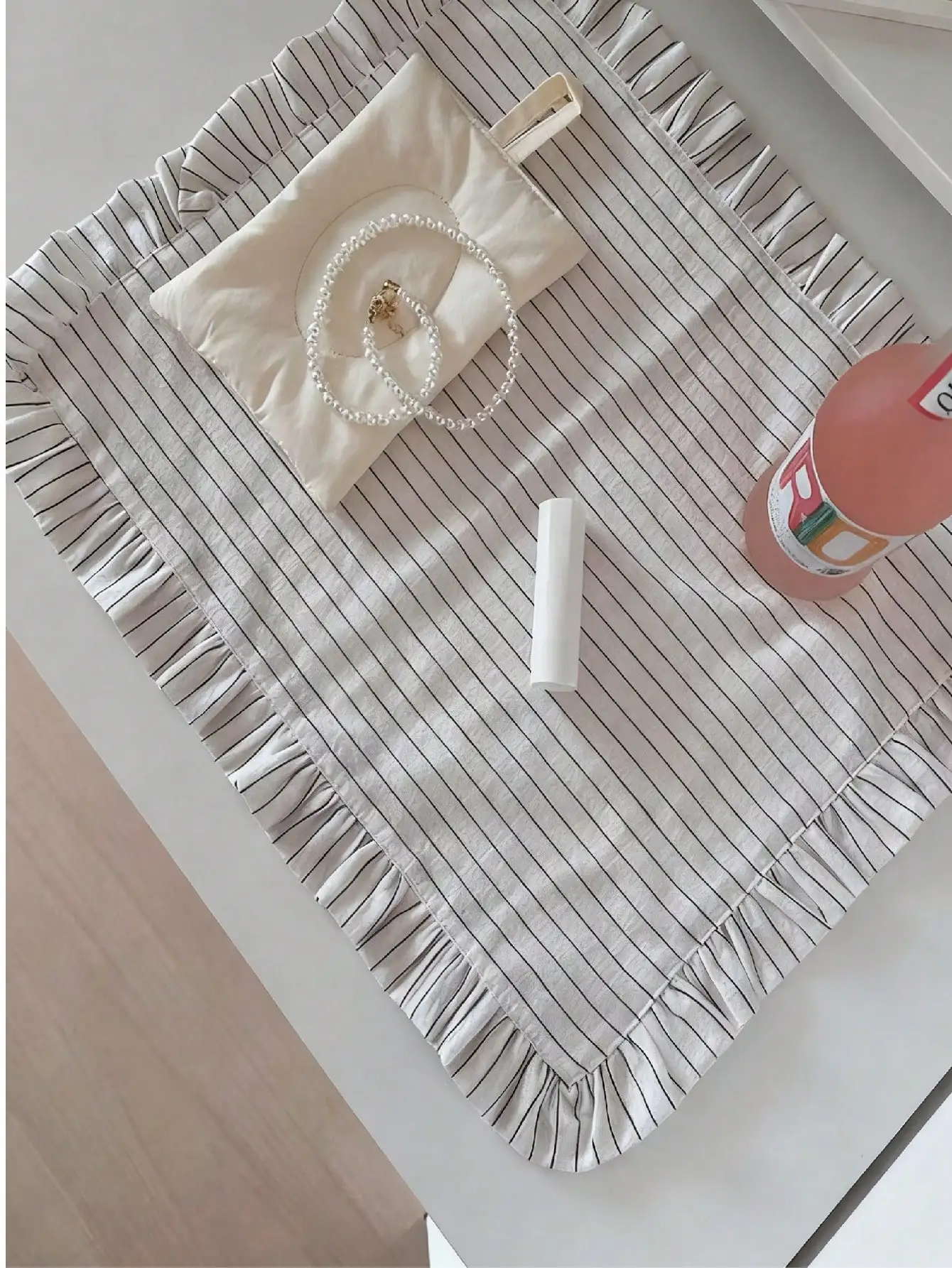 

35*45 см 6 шт. черно-белая полоса с рюшами подставка для столовых приборов салфетка милый декор стола для кухни, столовой, вечеринки по завтраку