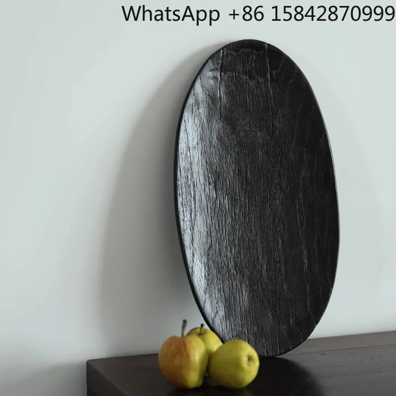

Solid wood handmade wooden plate retro style decorative fruit plate