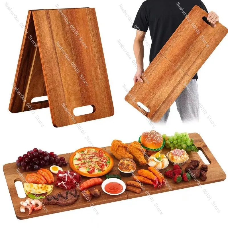 Solid wood folding cheese steak board - enlarged cutting board with handle