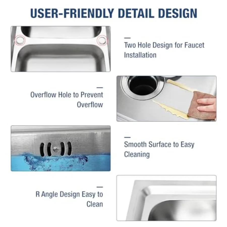 Évier à Double bol autoportant T304, ensemble d'évier utilitaire en acier inoxydable pour restaurants commerciaux, cours ou utilisation en cuisine avec