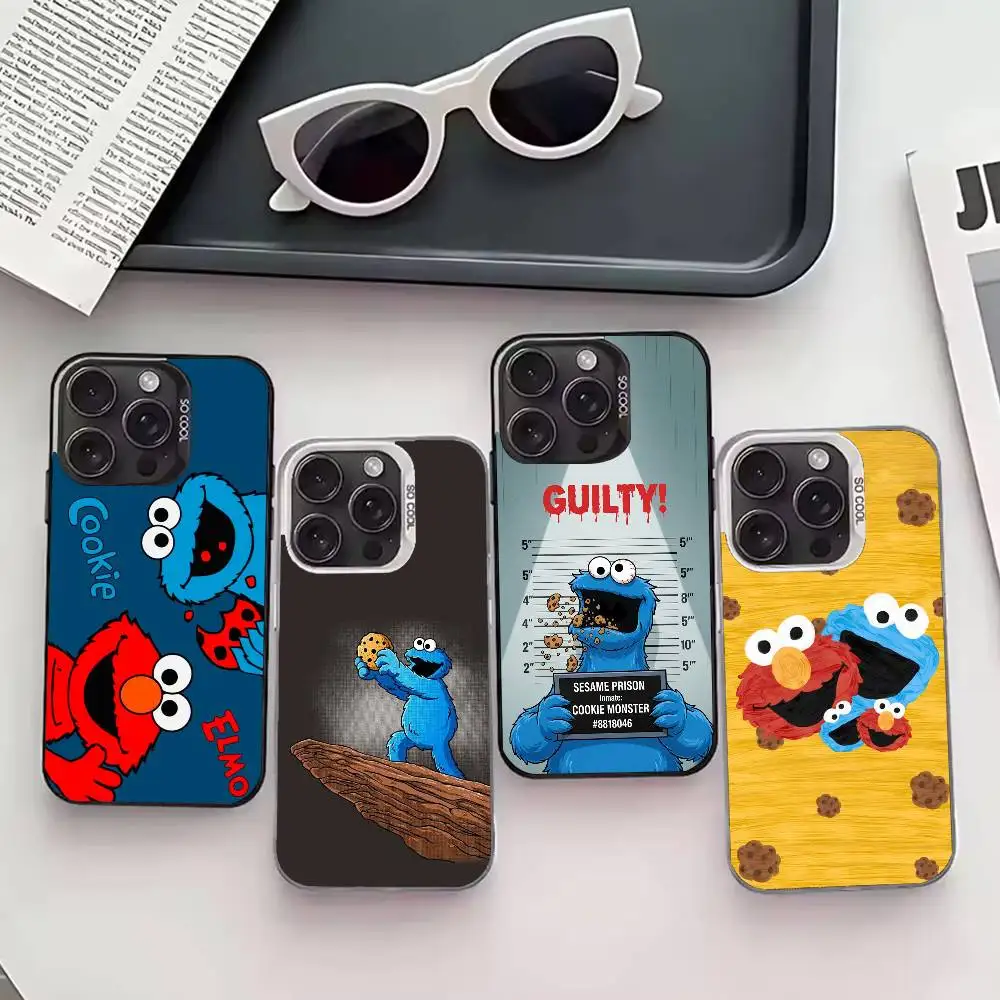 

C-Cookie-M-Monster Funny Phone Case For iPhone 17,16,15,14,13,12,11 Plus,Pro Max,XS,Colored silver phone case