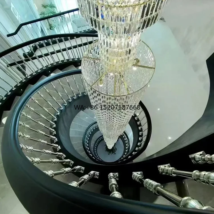 Factory Custom Designer Decorative Hotel Lobby Villa Stair Staircase Chandelier High Quality K9 Luxury Crystal Chandelier