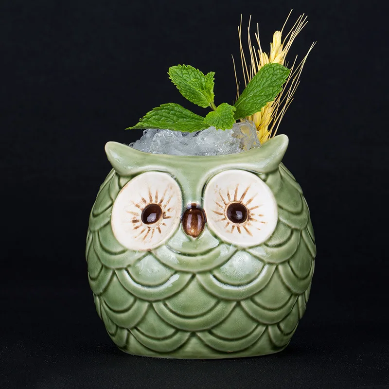 

500ml Owl Bird Ceramic Tiki Mug Hawaiian Ceramic Cup Creative Porcelain Beer Wine Mug Cup Bar Tool