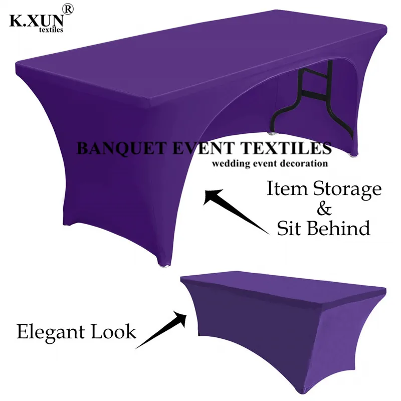 5pcs One Open Rectangular Tablecloth Spandex Stretch Table Cover For Wedding Table Cloth Hotel Home Event Party Decoration