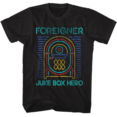 Foreigner Juke Box Hero Black T-Shirt High Quality 100%Cotton Short Sve