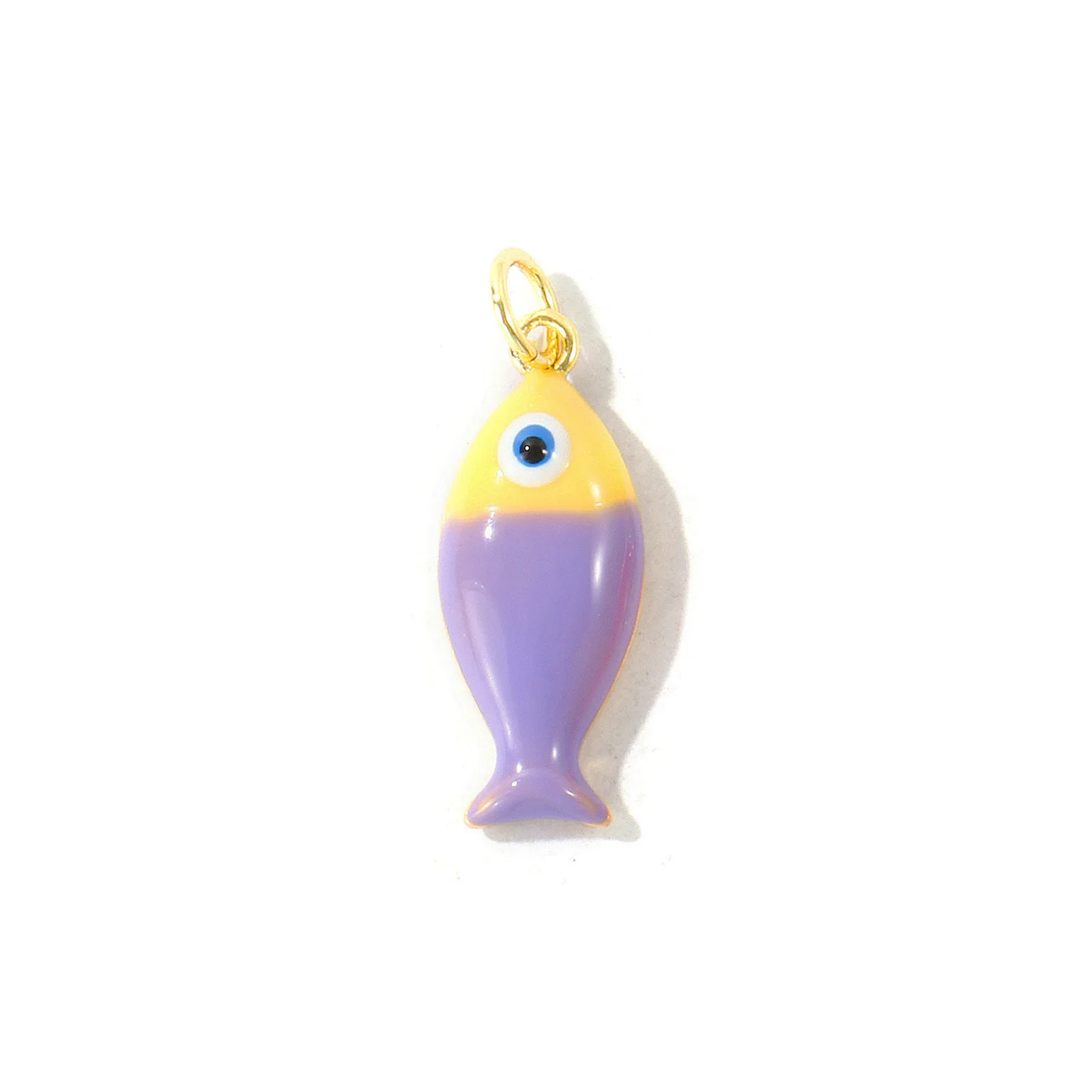 2 Stück bunte Emaille-Ozeanfisch-Anhänger, 18 Karat vergoldete Messing-Anhänger für die Herstellung von DIY-Halsketten, Armbändern und Schmuck, 24 x 8 mm. – Detail 10