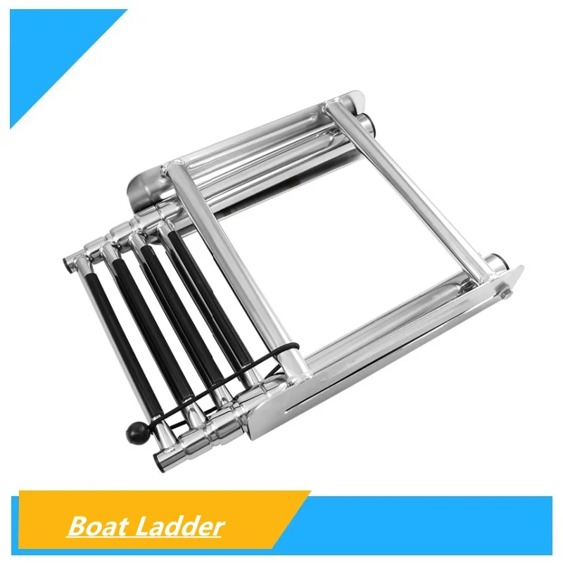 3 Step 4 Step Stainless Steel Telescoping Ladder Under Platform Slide Mount Boat Boarding Ladder Marine Boarding Ladder