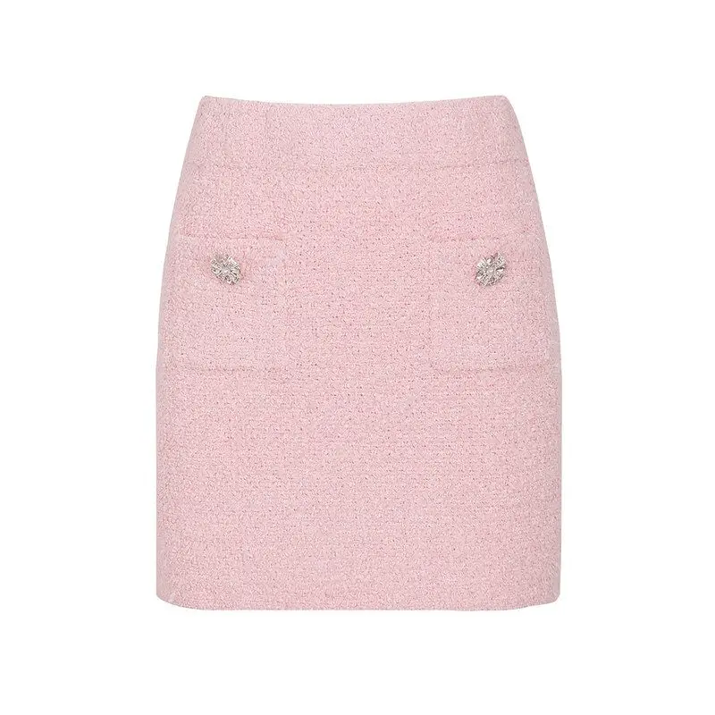 

High Quality Fashionable Knitted A-Line Skirt with Rhinestones Spring Autumn New Style Bodycon Skirt Women's Midi Skirt