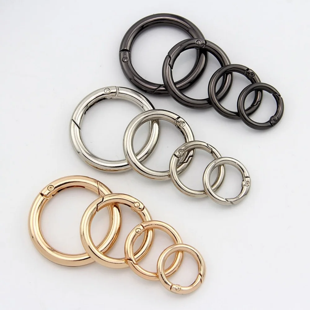 5pcs/pack Spring Clasp Keychain Ring KC Gold Color Openable Round Carabiner Hook Buckle