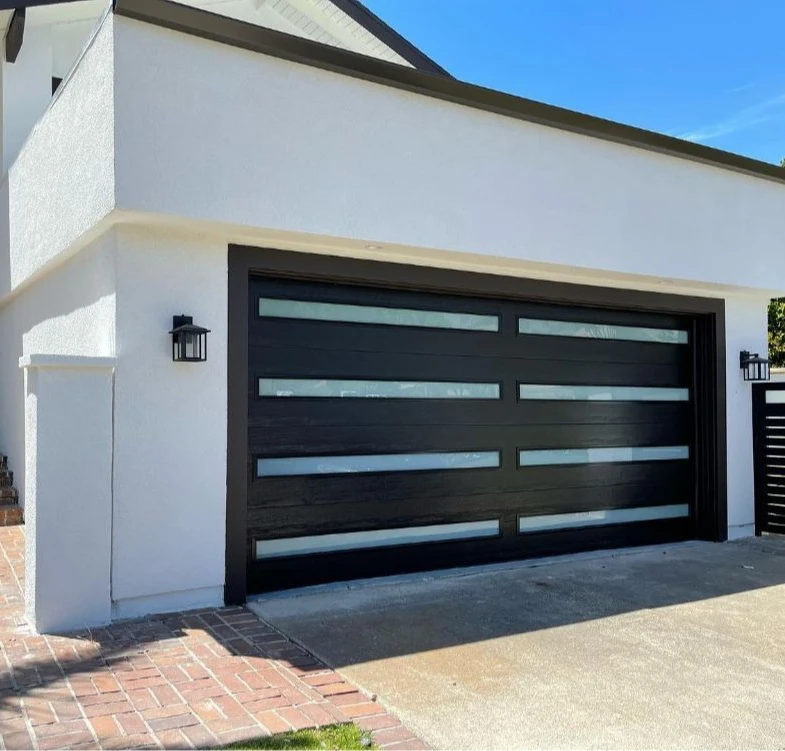 Custom-made Vertical Double-layer Panels Villa Garage Door Wind and Pressure Resistant Insulated Full View Automatic Garage Door