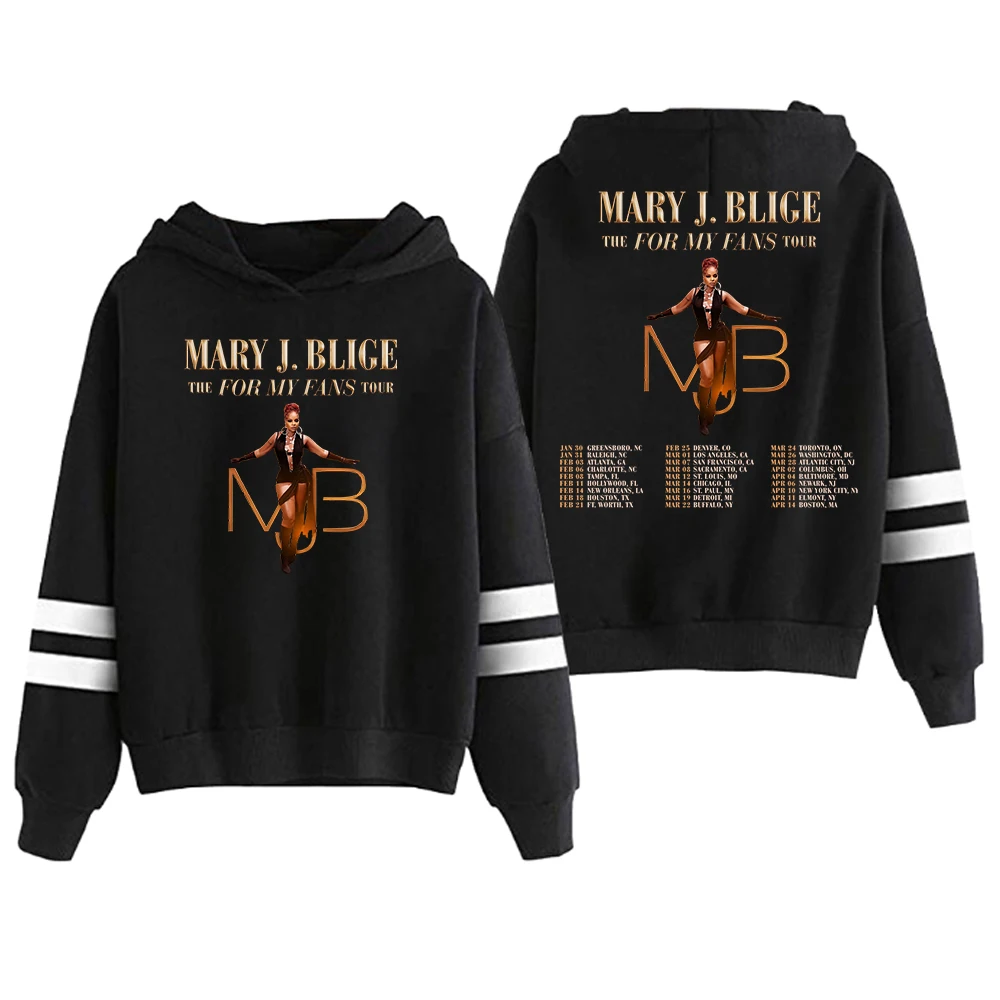 

Mary J Blige The For My Fans Tour 2025 Hoodie Pocketless Parallel Bars Sleeve Streetwear Men Women Hooded Sweatshirt