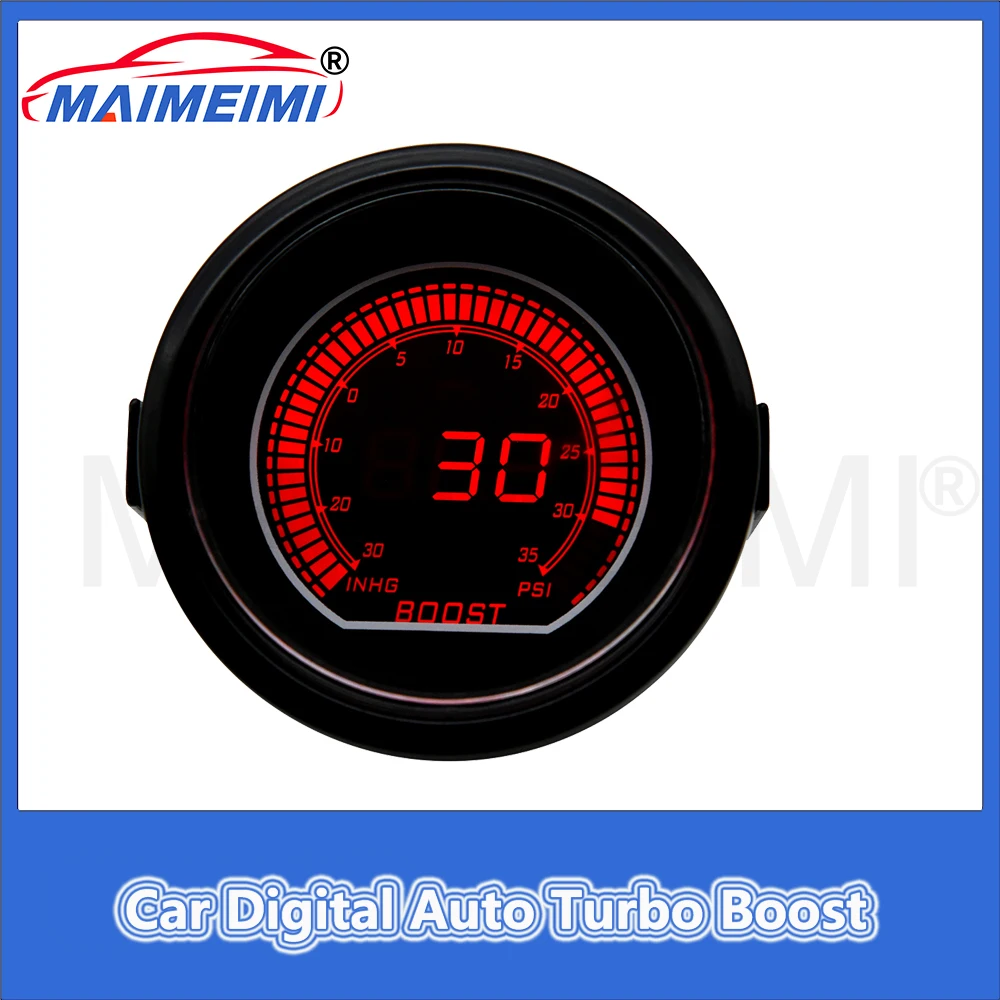 

Car Digital Auto Turbo Boost -30In.Hg-35PSI Meter With Sensor Red Blue Backlight Display For Racing 12V