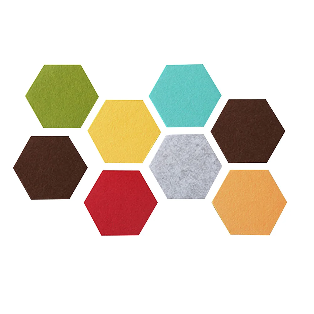 

6Pcs Creative Hexagon Felt Wall Stickers Colorful Soft Self-Adhesive Message Board Multifunctional Decorative DIY for Home