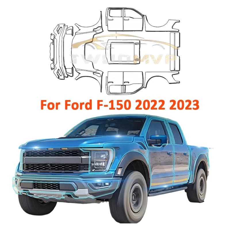 

TPU Invisible Transparent Car Paint Protection Film Clear Bra PPF Bumper Decal Kit For Ford F-150 2022 2023