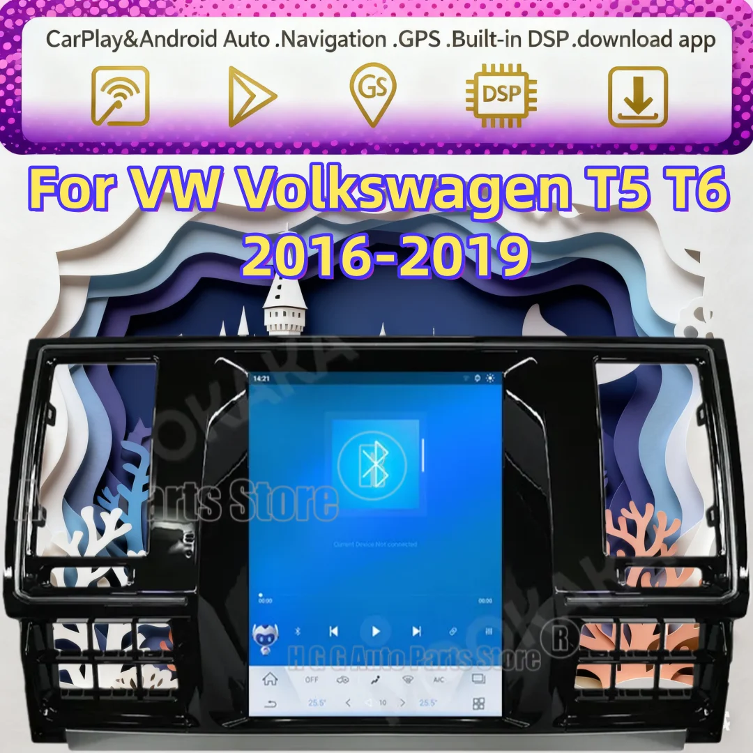 Android For VW Volkswagen T5 T6 Multivan Caravelle California Transporter 2016-2019 Wireless CarPlay Multimedia Player Head unit