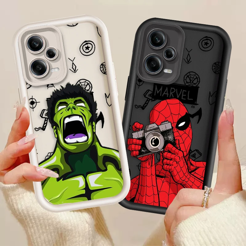 Marvel Spiderman Hulk For Redmi Note 12 11 10 9 8 7 K50 40 30 20 12 10 9 A C Ultra Pro 5G 4G Soft Eye Ladder Phone Case