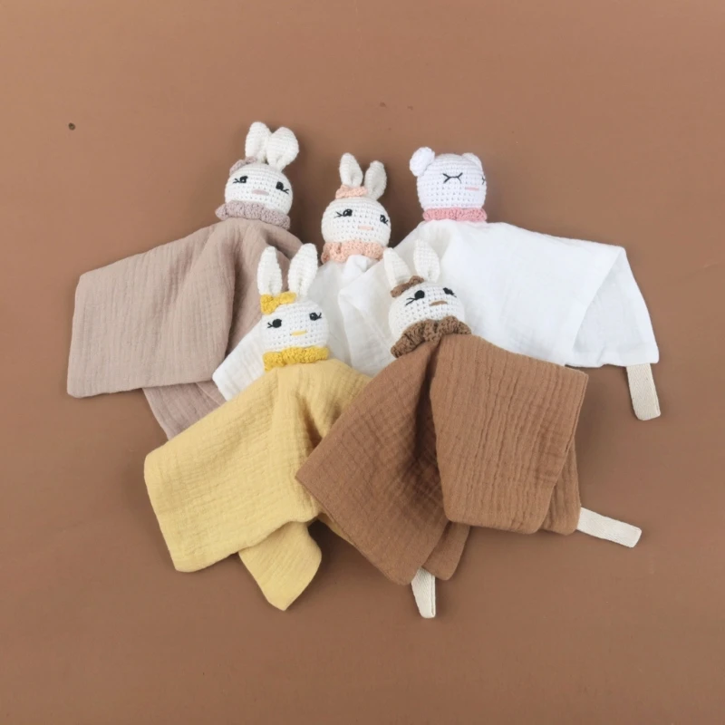 Infant Soother Bib Mood Appease Bib Knitted Animal Security Blanket Small Towel