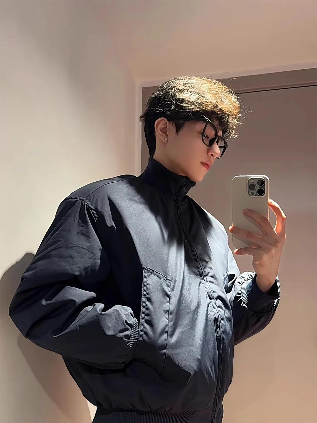 

Thiened Cotton Jaet Stand Collar Baseball Sle Pilot Coat Men's Winter Outerwear Warm Stand Fit Long Sve Pure Color