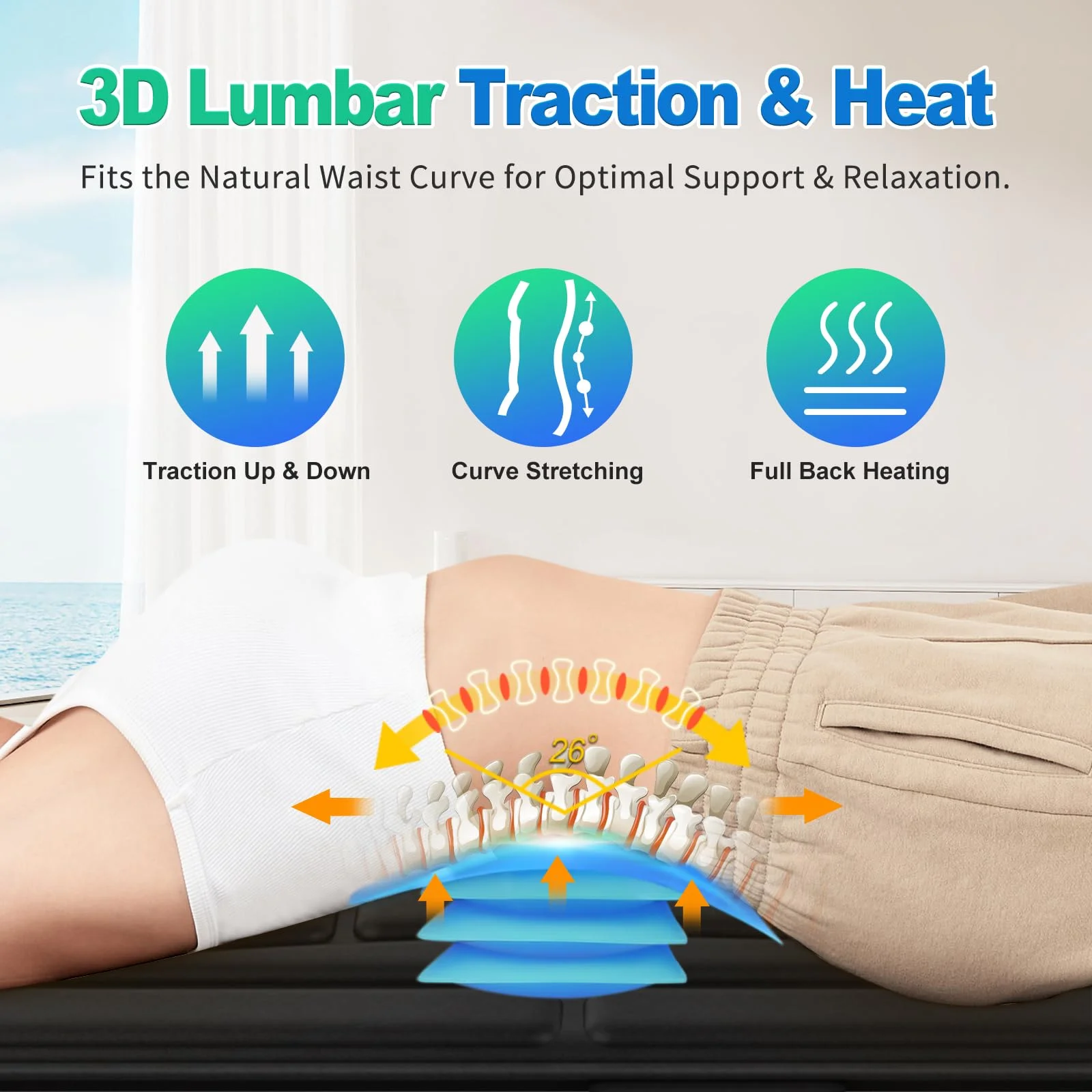Full Body Massage Mat with Heat, Vibration Massage Mattress Pad with Lumbar Support Cushion, Foldable Massage Mat for Bed, Sofa & Floor, Relaxation & Comfort view 4