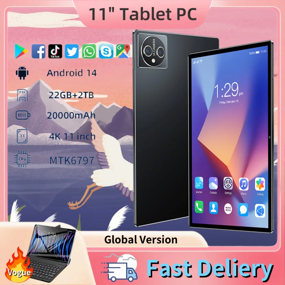 

Global Edition Tab A11 Pro Tablet 16GB RAM 1TB ROM 11-inch Android 14 24MP+48MP 20000mAh WIFI WPS 5G Popular full-screen laptops