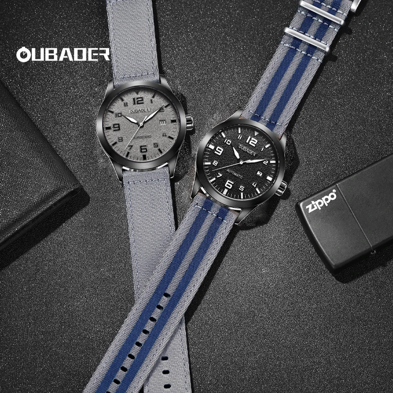 

OUBAOER мужские наручные часы с нейлоновым ремешком, мужские автоматические механические часы, креативные часы серии нейлонов, водонепроницаемые роскошные часы