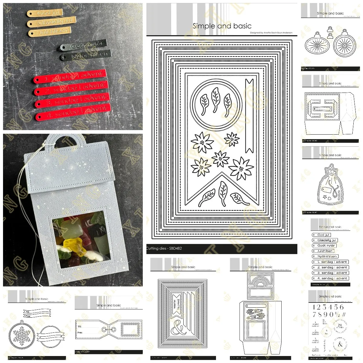 Combi Striped Frames Christmas Sack Metal Cutting Dies Clear Stamps Scrapbook Diary Decoration Embossing Stencil Template