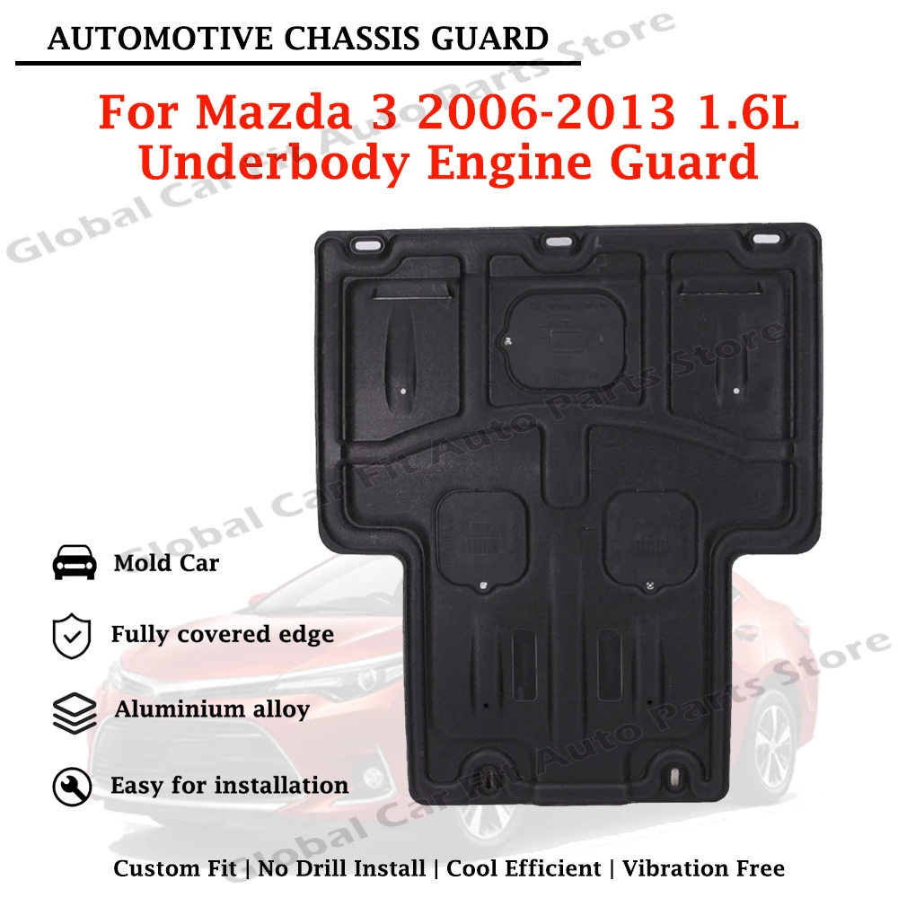 Durable Under Engine Shield Lower Engine Cover Engine Guard For Mazda3 2006-2013 1.6L No Drilling Bottom Protector Splash Shield