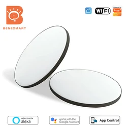 Benexmart-lámpara de techo LED para el hogar, luz inteligente con montaje en superficie ultradelgada, WiFi, 24W, RGBCW, regulable, para baño, Alexa y Google Home