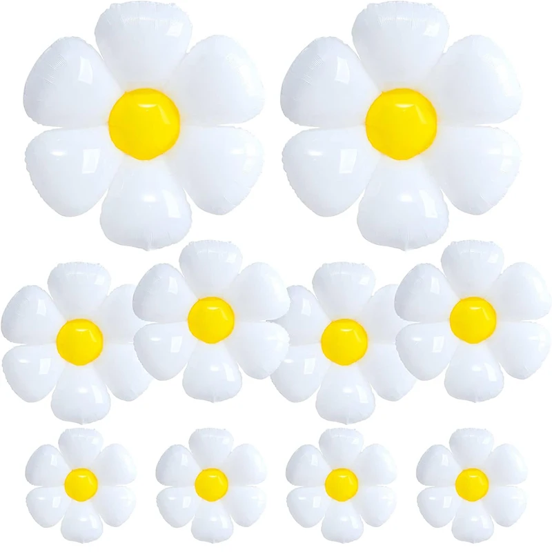 10Pcs Daisy Balloons Huge White Flower Aluminum Foil Balloons for Birthday  Baby Shower Wedding Daisy Party Decorations Supplies