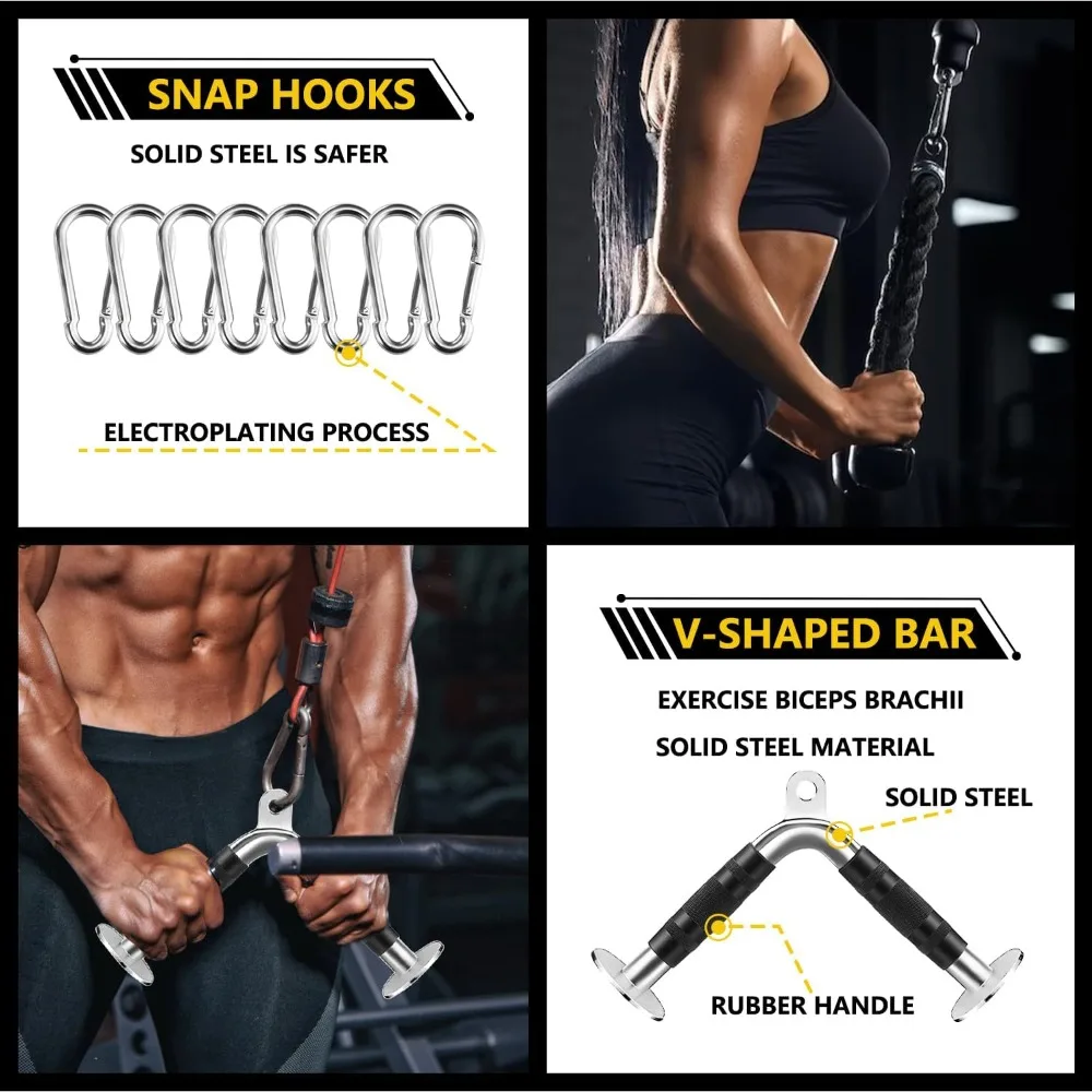 Tricep Press Down Cable Machine Attachment, LAT Pulldown Attachments, Home Gym Accessories, Tricep