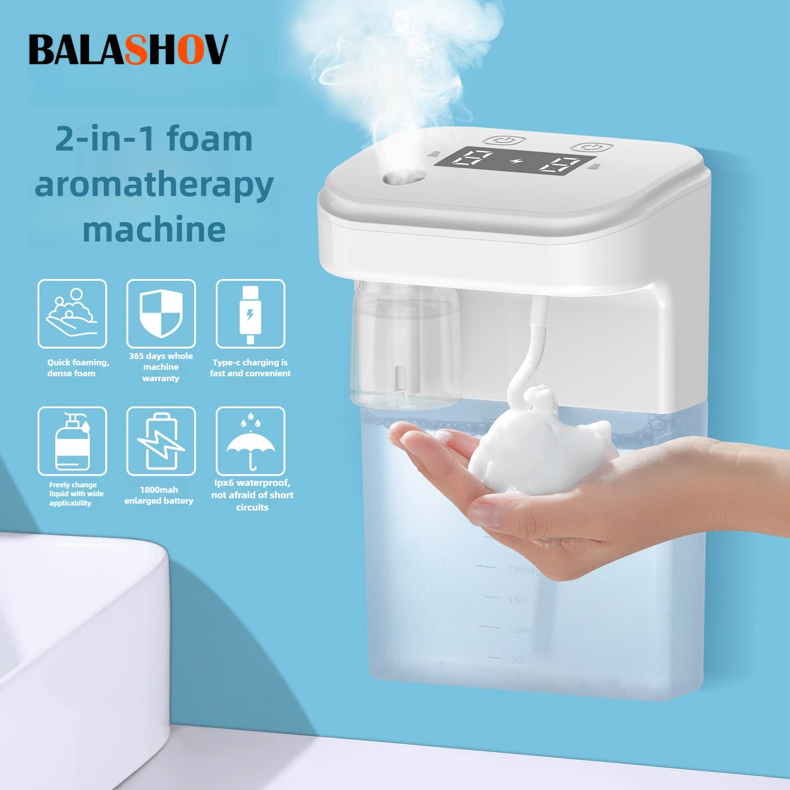 Automatic Soap Dispenser Foam Dispenser 2-in-1 aromatherapy machine infrared induction bubble hand sanitizer Fragrance diffuser