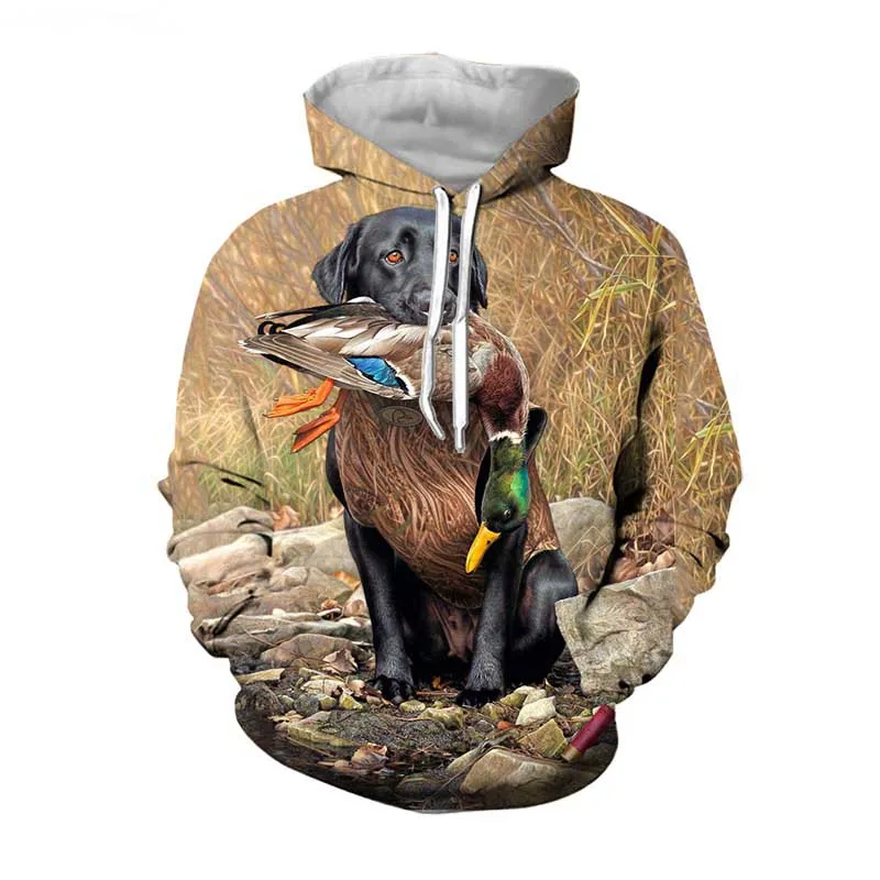 Dog Duck Camouflage Hunting 3D Print Hoodies Men Women Hooded Sweatshirts Oversized Pullovers Y2k Harajuku Tops Male Clothing