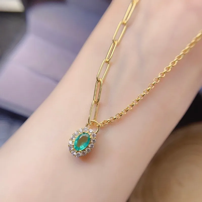 Natural Emerald Jewelry Pendant With Natural Emerald Gemstone 4*6mm Silver Jewelry