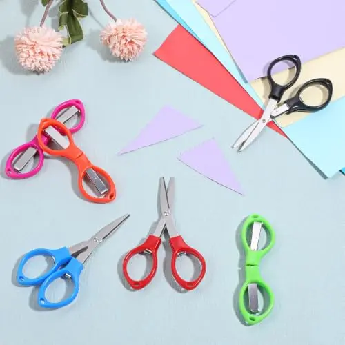 Mini Folding Scissors Travel Scissors for Nurses Gifts Foldable Travel Scissors Glasses Shaped, Badge Compatible Portable Shears