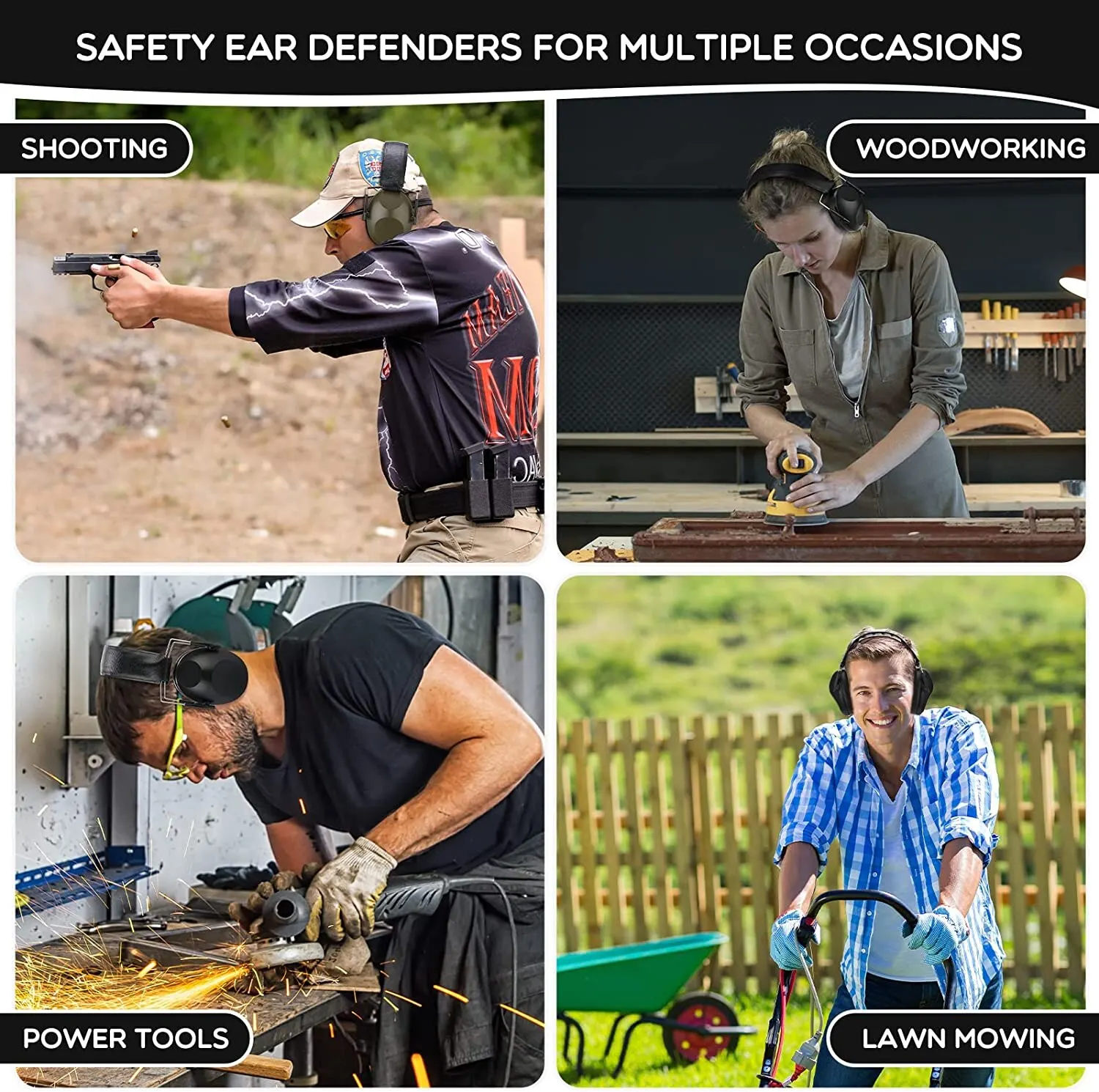 Shooting Ear Protection Earmuffs with NRR 21dB Noise Cancelling Safety Ear Muffs Hearing Protection for Shooting Range Foldable