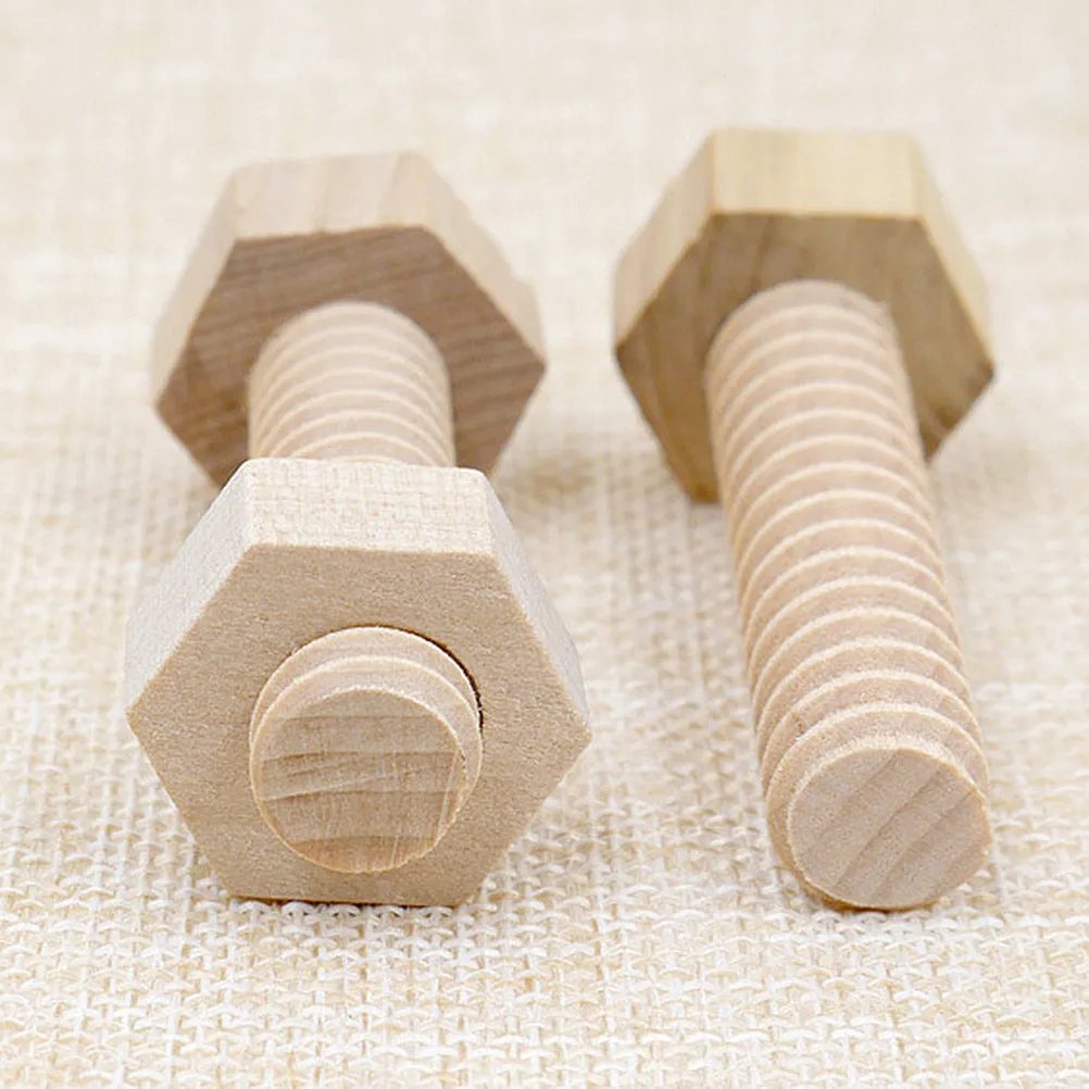 3Pcs Screw Nut Assembly Puzzle Wooden Educational Game for Kids Fine Motor Skills Desktop Decorative Ornament Wooden Ornaments
