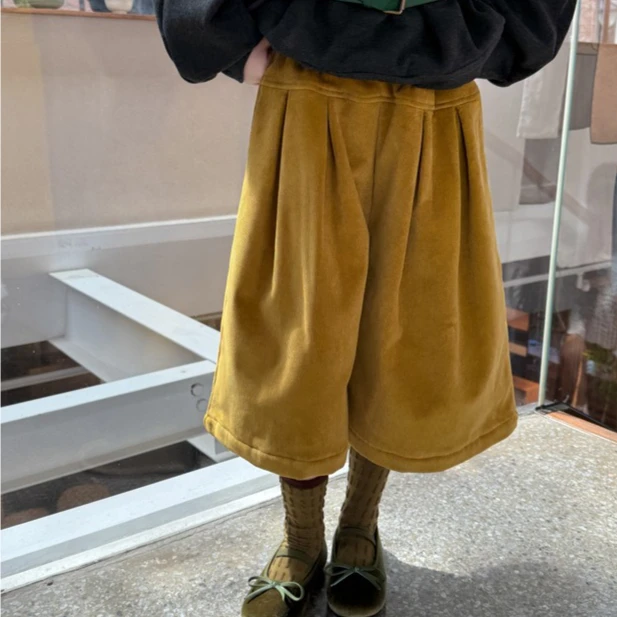 

Girl Pants 2025 Autumn and Winter New Childrens Clothing Korean Style Girl Baby Fashion Strip Velvet Plus Velvet 7 Minutes Pants