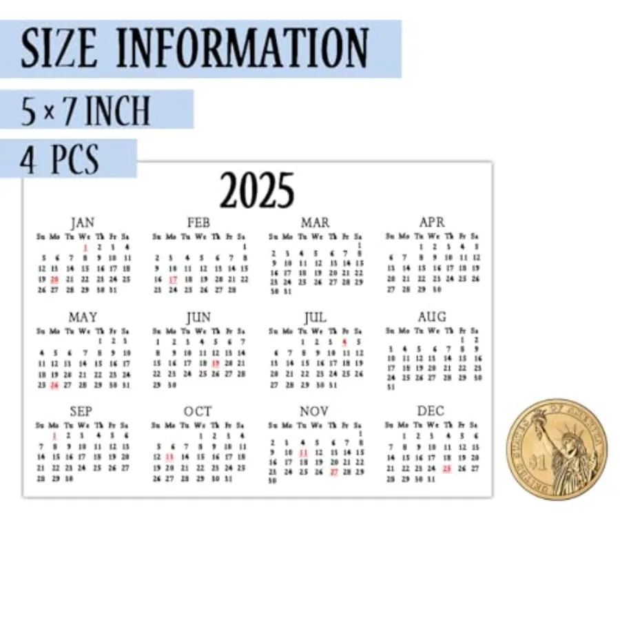2025 Calendar Stirs Labels 5 * 7 Inch 2025 Mini Planner Calendar Stirs Removable Monthly Planner Schedule Decals Strips for Not