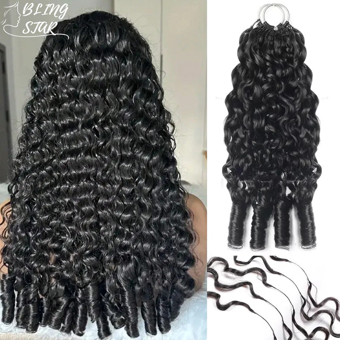 

28 30inch 300g Knotless Pre-Separated Feather Crochet Real Human Hair 15A Remy Hair Extensions Burmese Curly Human Crochet Hair