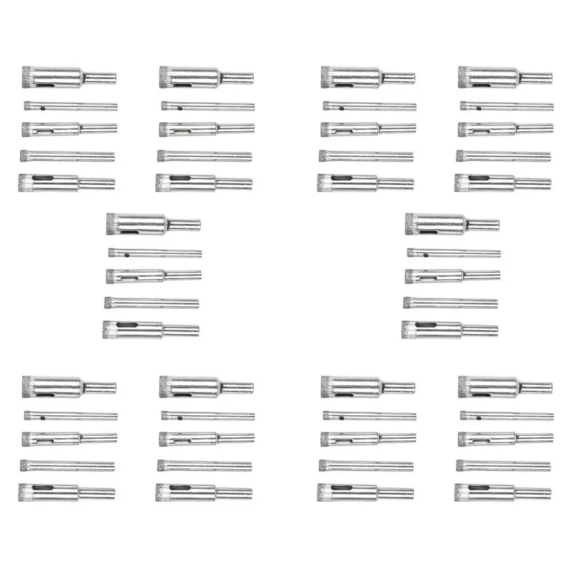 

A04G-50Pcs Diamond Coated Core Hole Saw Bit Set Tool For Tile Marble Glass 5/6/8/10/12Mm